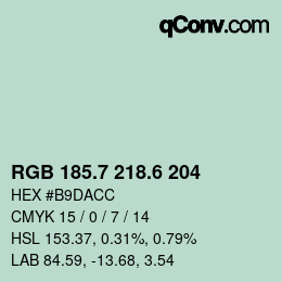 カラーコード: RGB 185.7 218.6 204 | qconv.com