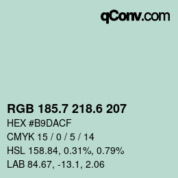 カラーコード: RGB 185.7 218.6 207 | qconv.com