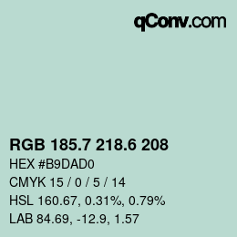 カラーコード: RGB 185.7 218.6 208 | qconv.com