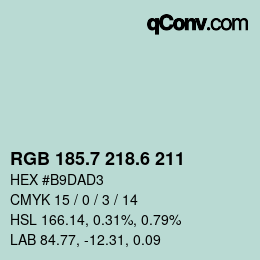 カラーコード: RGB 185.7 218.6 211 | qconv.com