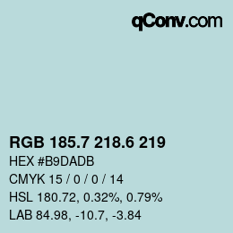 カラーコード: RGB 185.7 218.6 219 | qconv.com