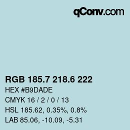 カラーコード: RGB 185.7 218.6 222 | qconv.com