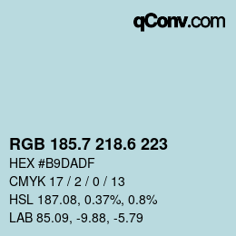 カラーコード: RGB 185.7 218.6 223 | qconv.com