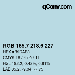 カラーコード: RGB 185.7 218.6 227 | qconv.com