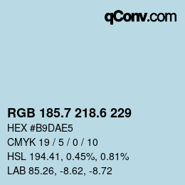 カラーコード: RGB 185.7 218.6 229 | qconv.com