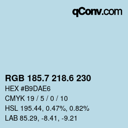 カラーコード: RGB 185.7 218.6 230 | qconv.com