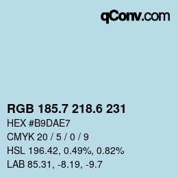 カラーコード: RGB 185.7 218.6 231 | qconv.com