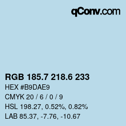 カラーコード: RGB 185.7 218.6 233 | qconv.com
