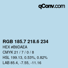 カラーコード: RGB 185.7 218.6 234 | qconv.com