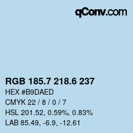 カラーコード: RGB 185.7 218.6 237 | qconv.com