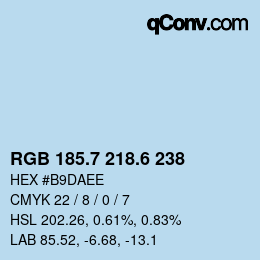 カラーコード: RGB 185.7 218.6 238 | qconv.com