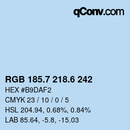 カラーコード: RGB 185.7 218.6 242 | qconv.com