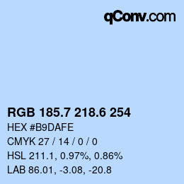 カラーコード: RGB 185.7 218.6 254 | qconv.com