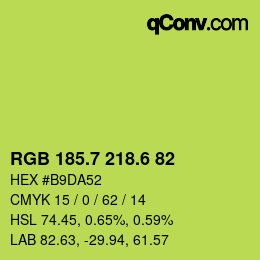 カラーコード: RGB 185.7 218.6 82 | qconv.com