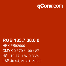 カラーコード: RGB 185.7 38.6 0 | qconv.com