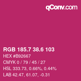 カラーコード: RGB 185.7 38.6 103 | qconv.com