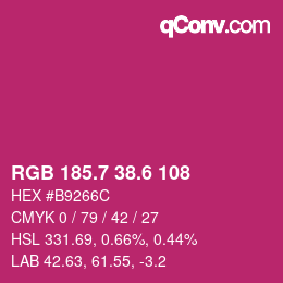 カラーコード: RGB 185.7 38.6 108 | qconv.com