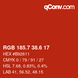 カラーコード: RGB 185.7 38.6 17 | qconv.com