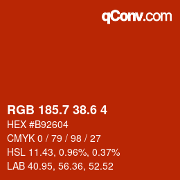 カラーコード: RGB 185.7 38.6 4 | qconv.com