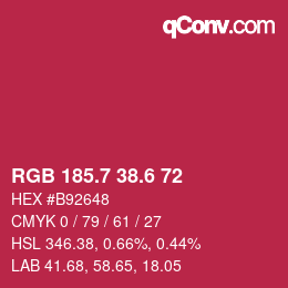 カラーコード: RGB 185.7 38.6 72 | qconv.com