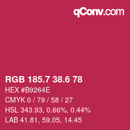 カラーコード: RGB 185.7 38.6 78 | qconv.com