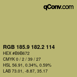 Color code: RGB 185.9 182.2 114 | qconv.com