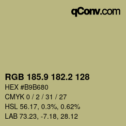 Color code: RGB 185.9 182.2 128 | qconv.com