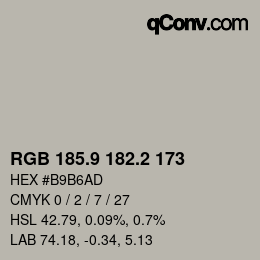 Color code: RGB 185.9 182.2 173 | qconv.com