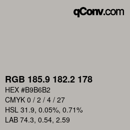Color code: RGB 185.9 182.2 178 | qconv.com