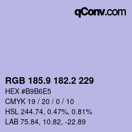 カラーコード: RGB 185.9 182.2 229 | qconv.com