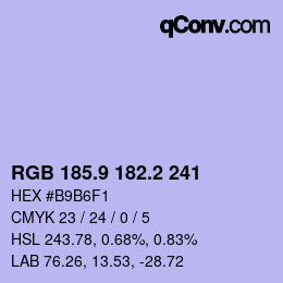 Color code: RGB 185.9 182.2 241 | qconv.com