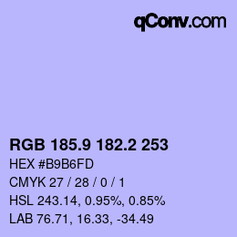 カラーコード: RGB 185.9 182.2 253 | qconv.com
