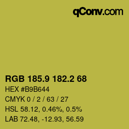 カラーコード: RGB 185.9 182.2 68 | qconv.com