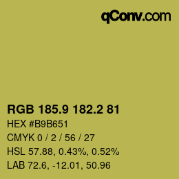 カラーコード: RGB 185.9 182.2 81 | qconv.com