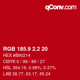カラーコード: RGB 185.9 2.2 20 | qconv.com