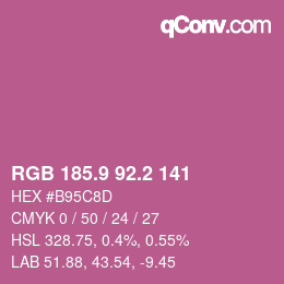 カラーコード: RGB 185.9 92.2 141 | qconv.com