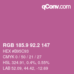 カラーコード: RGB 185.9 92.2 147 | qconv.com