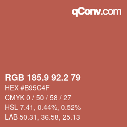 カラーコード: RGB 185.9 92.2 79 | qconv.com