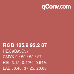 カラーコード: RGB 185.9 92.2 87 | qconv.com