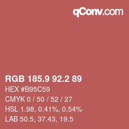 カラーコード: RGB 185.9 92.2 89 | qconv.com