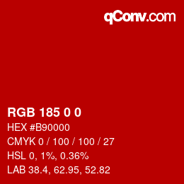 Color code: RGB 185 0 0 | qconv.com