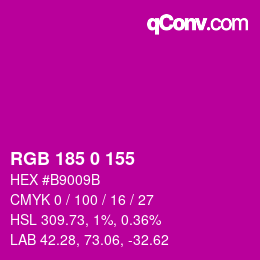 Color code: RGB 185 0 155 | qconv.com