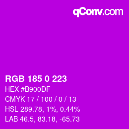 Color code: RGB 185 0 223 | qconv.com