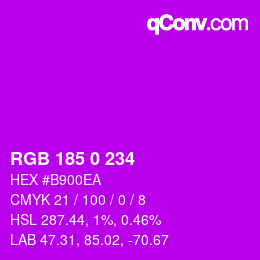 Color code: RGB 185 0 234 | qconv.com