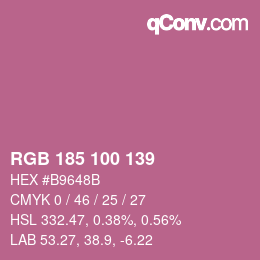 Color code: RGB 185 100 139 | qconv.com