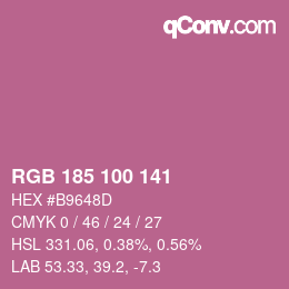 Color code: RGB 185 100 141 | qconv.com