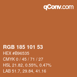 Color code: RGB 185 101 53 | qconv.com