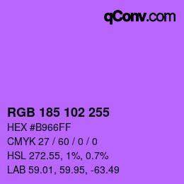 Color code: RGB 185 102 255 | qconv.com