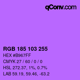 Color code: RGB 185 103 255 | qconv.com