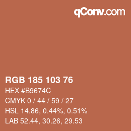 Color code: RGB 185 103 76 | qconv.com